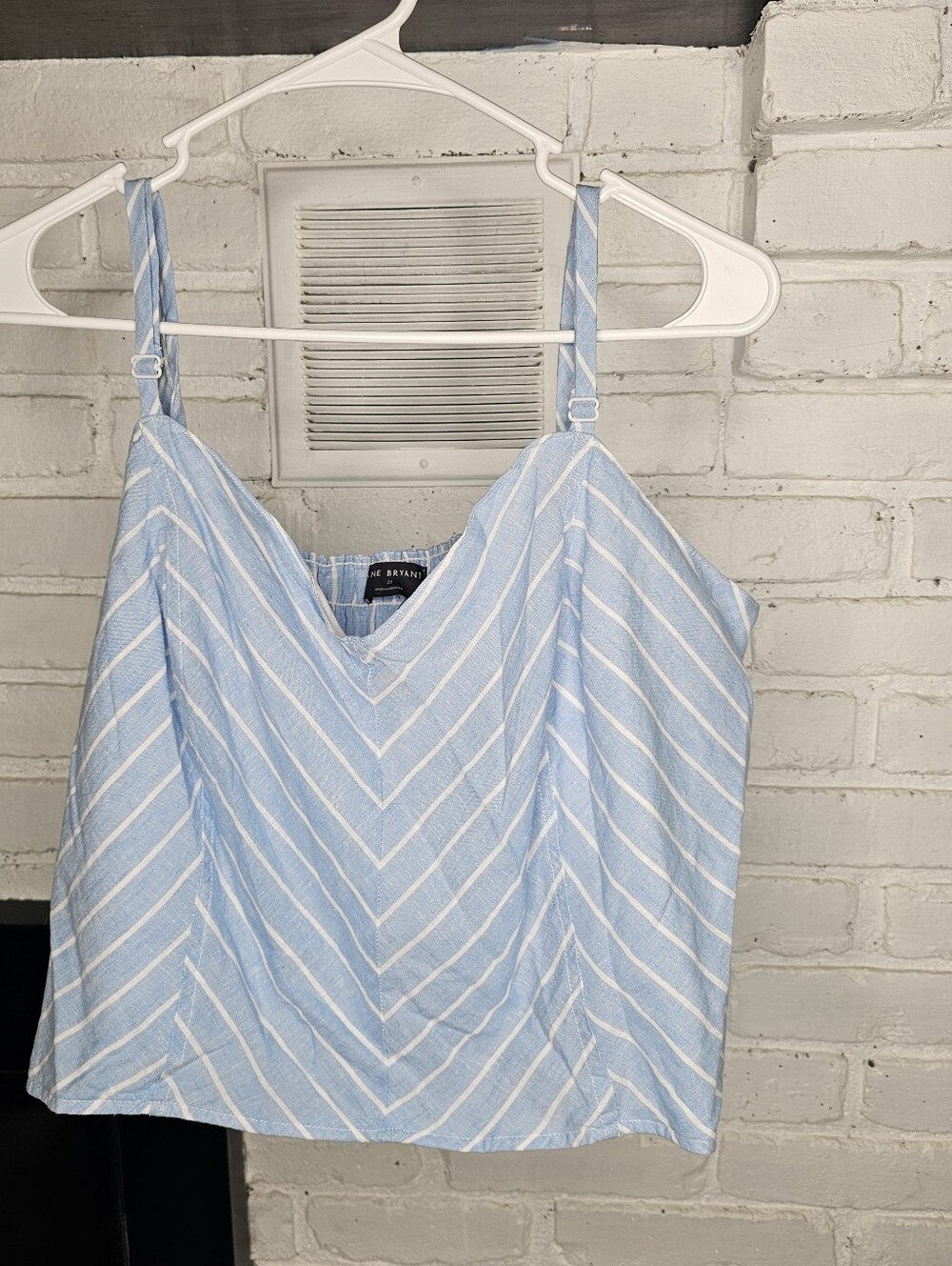 Lane Bryant Light Blue and White Striped V-Neck Cami